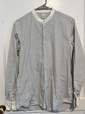 Takeo Kikuchi Men's Striped
Button Down With Band Collar
Size L